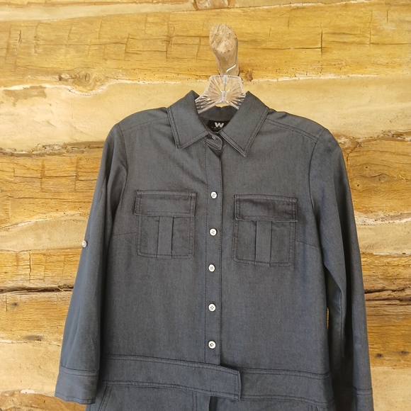 W By Worth Blue Long Sleeved Short Jumpsuit Size 2 - Picture 2 of 9